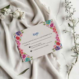 カラフル フラワー ボタニカル フィエスタ スペイン 結婚式 出欠カード