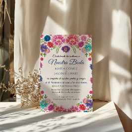 カラフル フラワー ボタニカル フィエスタ スペイン 結婚式 招待状