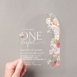カラフル フラワー, 野の花, 初めての誕生日 アクリル招待状
