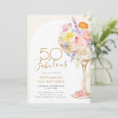 カラフル フラワー 50歳の誕生日 招待状 (スタンド正面)