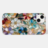カラフル フラワー iPhone カバー ゴールド パステルカラーの花 (裏面 (横))