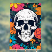 カラフル,フローラスカルアート アクリルサイン (ニュートラル)