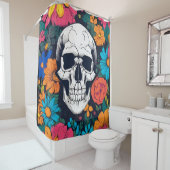 カラフル,フローラスカルアート シャワーカーテン (インサイチュ)