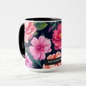 カラフル フローラル ぼたん 鲜やかな花 名前 マグカップ (正面左)