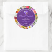 カラフル フローラル フレーム 紫 商品ラベル ハート ラウンドシール (バッグ)