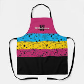 カラフル |フローラ |モノグラパーソナライズされたム エプロン (正面)