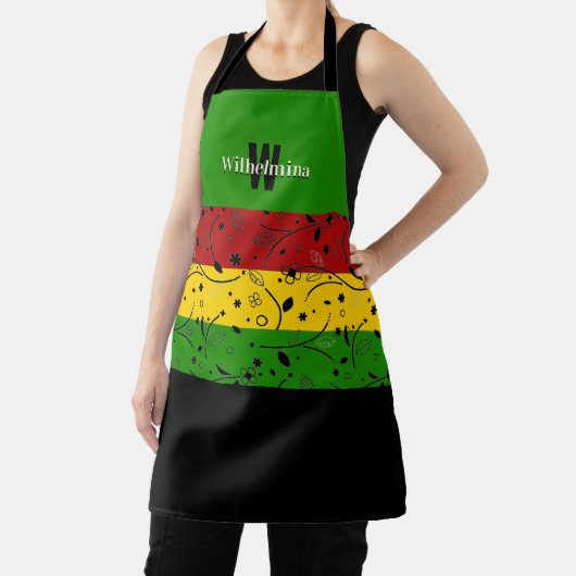 カラフル |フローラ |モノグラムパーソナライズされた エプロン (インサイチュ)