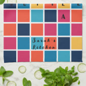 カラフル&ブライトクロスワードパズル キッチンタオル (折り畳み)