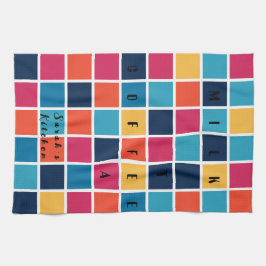 カラフル&ブライトクロスワードパズル キッチンタオル