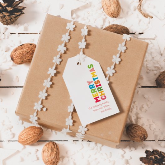 カラフル&ブライトメリークリスマスファミリーギフトラベル ギフトタグ