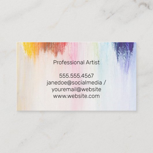 カラフル | ブラシストローク | アーティスト | 絵を描ブラシ 名刺 (裏面)