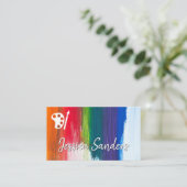 カラフル | ブラシストローク | パレットとブラシ 名刺 (スタンド正面)