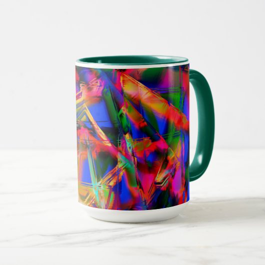 カラフル「ブラシストローク」付きツイスト正方形 マグカップ (正面右)