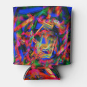 カラフル「ブラシストローク」付きツイスト正方形 缶クーラー (正面)