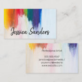 カラフル | ブラシストローク | 芸術的 名刺 (正面/裏面)