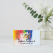 カラフル | ブラシ付絵を描き | アーティストモダン 名刺 (スタンド正面)