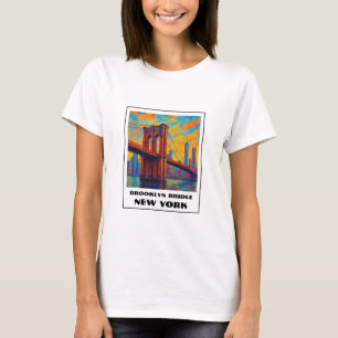 カラフル ブルックリン ブリッジ ニューヨーク旅行 Tシャツ