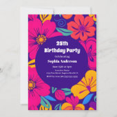 カラフル ブルームズ - ドーパミン スタイル - レトロ フラワーズ 招待状 (正面)