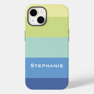 カラフル ブルー グリーン イエロー アブストラクト ストライプ ネーム Case-Mate iPhone 14ケース