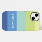 カラフル ブルー グリーン イエロー アブストラクト ストライプ ネーム Case-Mate iPhoneケース (裏面 (横))