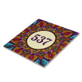 カラフル ボーホー ファンシー デコレーション ハウス ナンバー プレート タイル (側面)