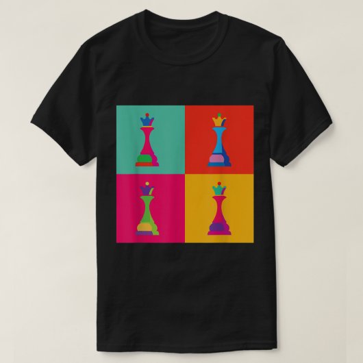 カラフル ポップアート チェスの女王 Tシャツ (デザイン正面)
