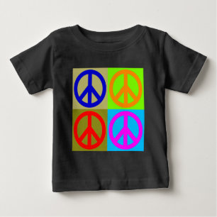 カラフル ポップアート ピースサイン ベビーTシャツ