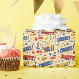 カラフル ポップアート 誕生日パーティー ギフト包装紙 ラッピングペーパー