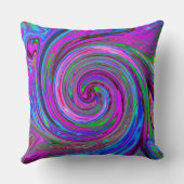 カラフル マジェンタ スワール レトロ アブストラクト デザイン クッション (裏面)