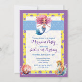 カラフル・マジカル・マーメイド・バースデー・パーティー 招待状 (正面)