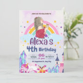 カラフル マジカル レインボー ガールズ バースデー パーティー 招待状 (スタンド正面)