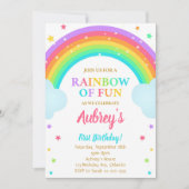 カラフル マジカル レインボー バースデー インビテーション (正面)