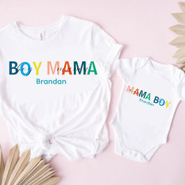 カラフル ママ ボーイ スクリプト ベビー ボディスーツ