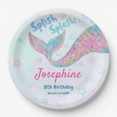 カラフル マーメイド 水彩 誕生日 ペーパープレート (正面)