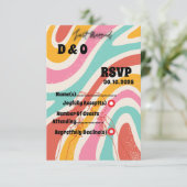 カラフル ミニマル ウェディング 出欠カード (スタンド正面)