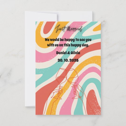 カラフル ミニマル ウェディング 出欠カード (裏面)