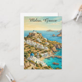 カラフル ミロス ギリシャ エーゲ海 旅行 カード (正面/裏面インサイチュ)