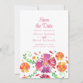カラフル メキシカン フラワー フィエスタ Save the Date カード (正面)