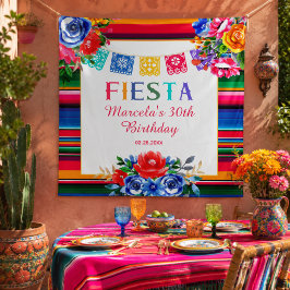 カラフル メキシコ柄セラペ 花のフィエスタ タペストリー
