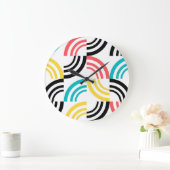 カラフル,モダンおもしろい，明るい幾何学図形 ラージ壁時計 (ホーム)