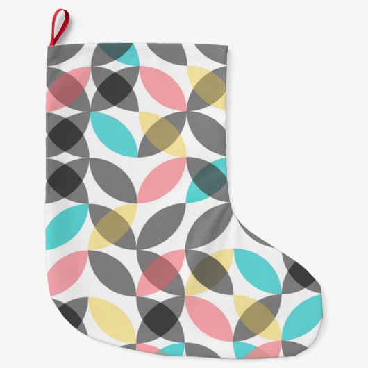 カラフル,モダン明るい円 ラージクリスマスストッキング (正面)