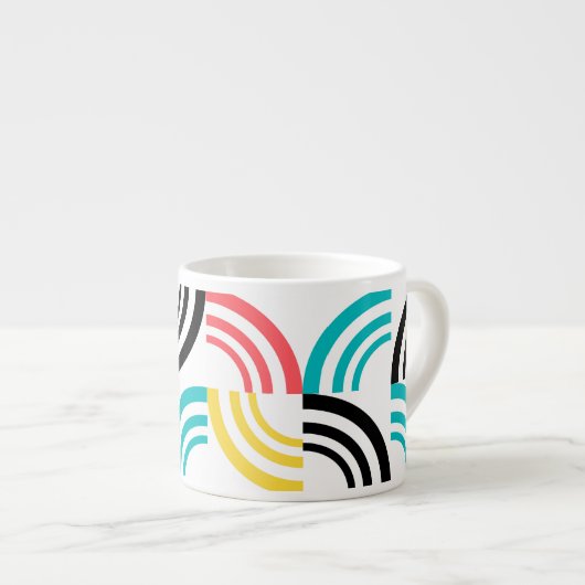 カラフル,モダン,おもしろい,明るい幾何学的グラフィック エスプレッソカップ (正面右)