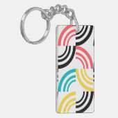 カラフル,モダン,おもしろい，明るい幾何学的グラフィック キーホルダー (正面左)