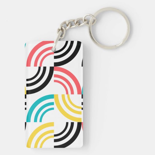 カラフル,モダン,おもしろい，明るい幾何学的グラフィック キーホルダー (裏面)