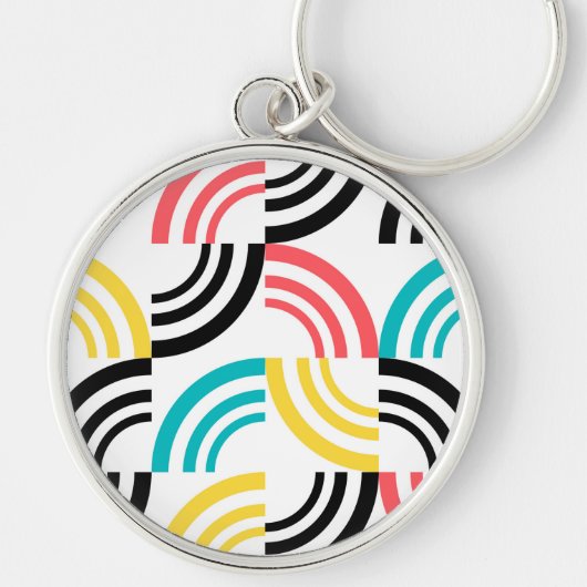 カラフル,モダン,おもしろい，明るい幾何学的グラフィック キーホルダー (正面)
