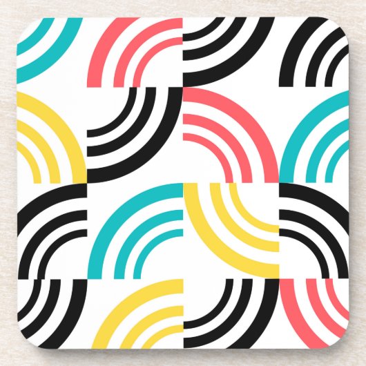 カラフル,モダン,おもしろい，明るい幾何学的グラフィック コースター (正面)