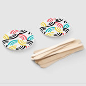 カラフル,モダン,おもしろい，明るい幾何学的グラフィック ハンドファン (組立なし)