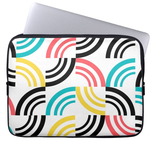 カラフル,モダン,おもしろい，明るい幾何学的グラフィック ラップトップスリーブ (正面)