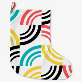 カラフル,モダン,おもしろい，明るい幾何学的グラフィック ラージクリスマスストッキング