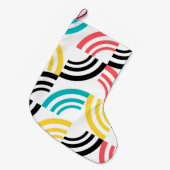 カラフル,モダン,おもしろい，明るい幾何学的グラフィック ラージクリスマスストッキング (正面 (吊り時))